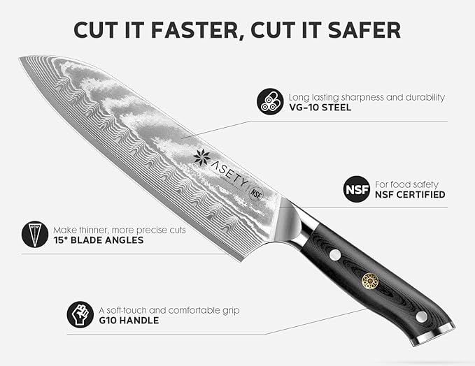 Damascus Knife Set 3 PCS: Japanese Kitchen Knives with VG10 Steel Core, Ultra-Sharp Professional Chef Knife Set, Full Tang G10 Handle, NSF Food-Safe, Elegant Box for Men Him Husband