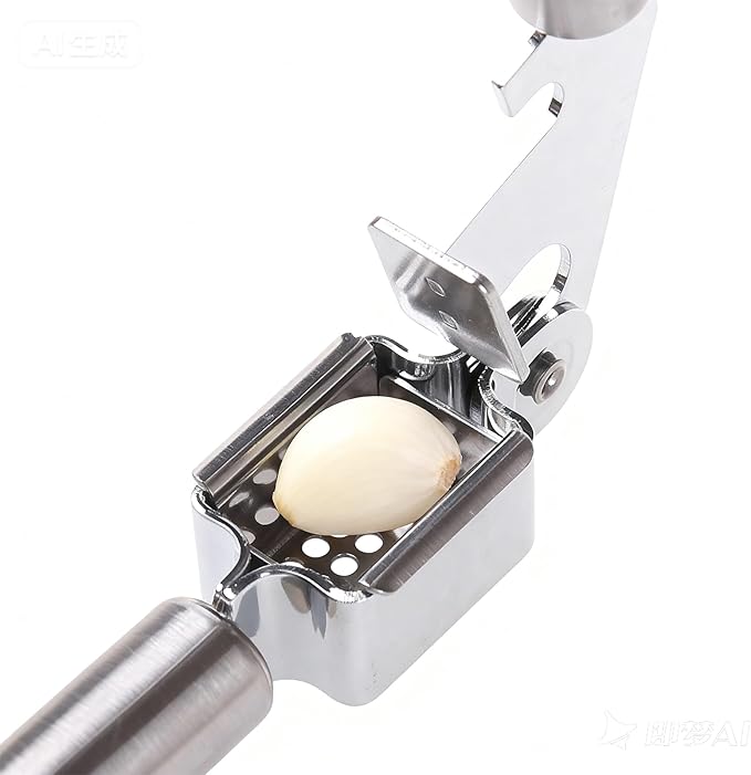 MANJIA Garlic Press and Peel Set Stainless Steel- Rust Proof Garlic Mincer Tool - Easy-Squeeze, Easy-Clean Silicone Garlic Peeler & Brush (Green)