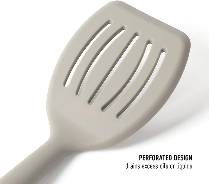 Calphalon Prime Stainless Steel Slotted Turner W/Taupe Silicone Head