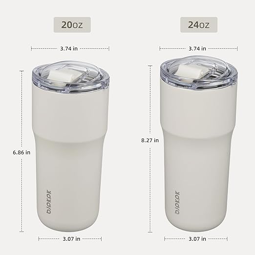BJPKPK Insulated Tumbler with Lid,24oz Stainless Steel Tumbler,Double Wall Travel Coffee Mug Thermal cup,Keep Drinks Cold and Hot,White