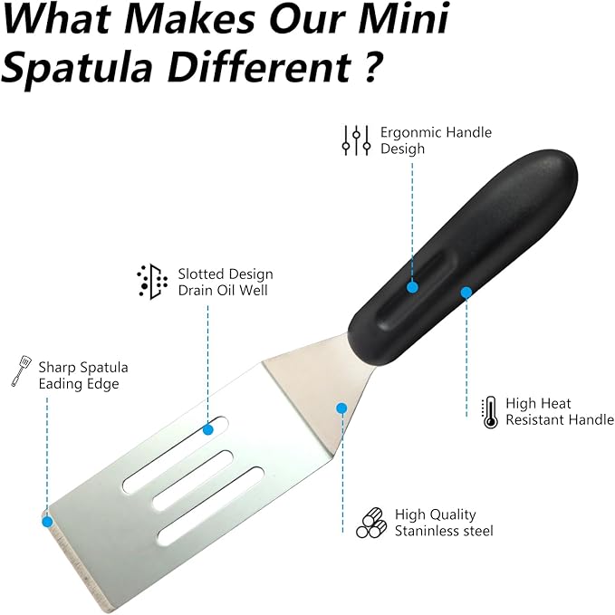 3 Pieces Small Metal Spatula Set, Mini Stainless Steel Serving Spatulas for Kitchen Use, Ideal for Flipping Pancakes, Brownies, Cookies, Cakes, Eggs – Professional Cooking & Baking Utensil