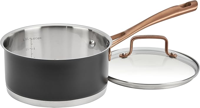 Cuisinart Matte Black Elegance 1.5 Quart Saucepan and Cover