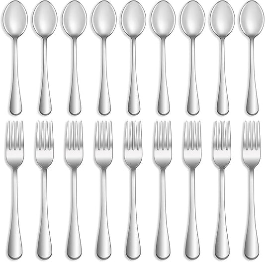 8 Pcs Forks and Spoons Silverware Set,Food Grade Stainless Steel Flatware Cutlery Set for Home,Kitchen and Restaurant,Mirror Polished,Dishwasher Safe - 4 Dinner Fork(8 inch) and 4 Teaspoon(6.5 inch)