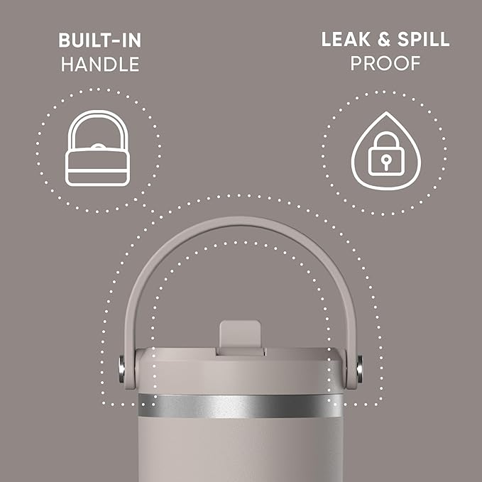 Hydrapeak Nomad 32 oz Tumbler with Handle and Straw Lid, Leakproof, Double Insulated, 32oz Cup Stainless Steel (Mocha)