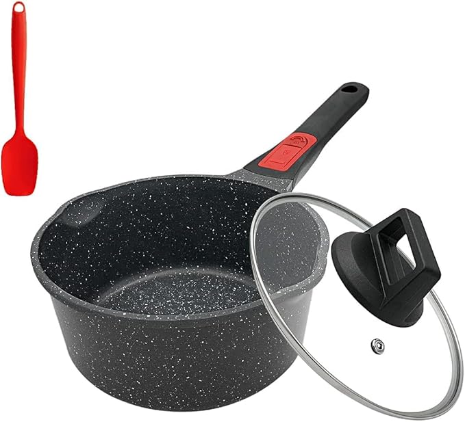 Nonstick Saucepan with Lid, 2 Quart Sauce Pan Milk Pot with Detachable Handle, Nonstick Sauce Pot Compatible for All Stoves, Oven Safe, PTFE & PFOA Free