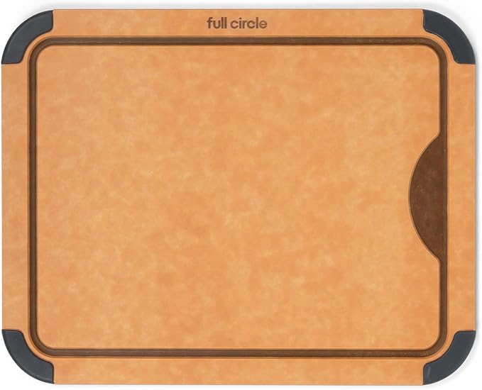 Full Circle Chop To It Everyday Cutting Board – 11”x14" – Dishwasher Safe, Reversible & Lightweight, Naturally Bonded Kraft Paper, Non-Slip Feet with Juice Groove