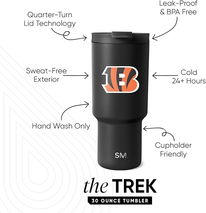 Simple Modern Officially Licensed NFL 30oz Tumbler with Flip Lid and Straws | Football Insulated Stainless Steel Cup | Gifts for Men Women | Trek Collection