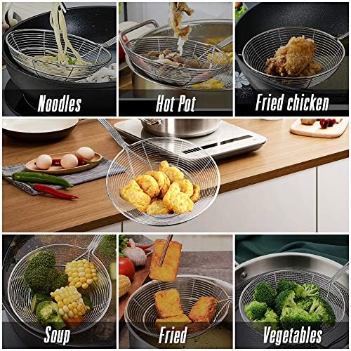 YFWOOD Spider Strainer Skimmer, Slotted Spoon for Cooking 7.9 Inch