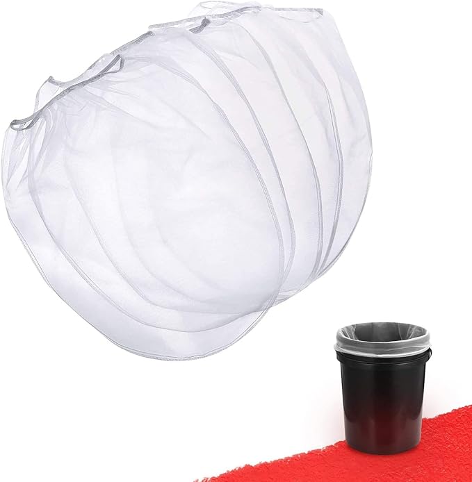 Paint Strainer Bag, 5 Gallon Paint Strainer with Elastic Top Opening White Fine Mesh Filters Bag for Paint Gardening (5 Pieces)