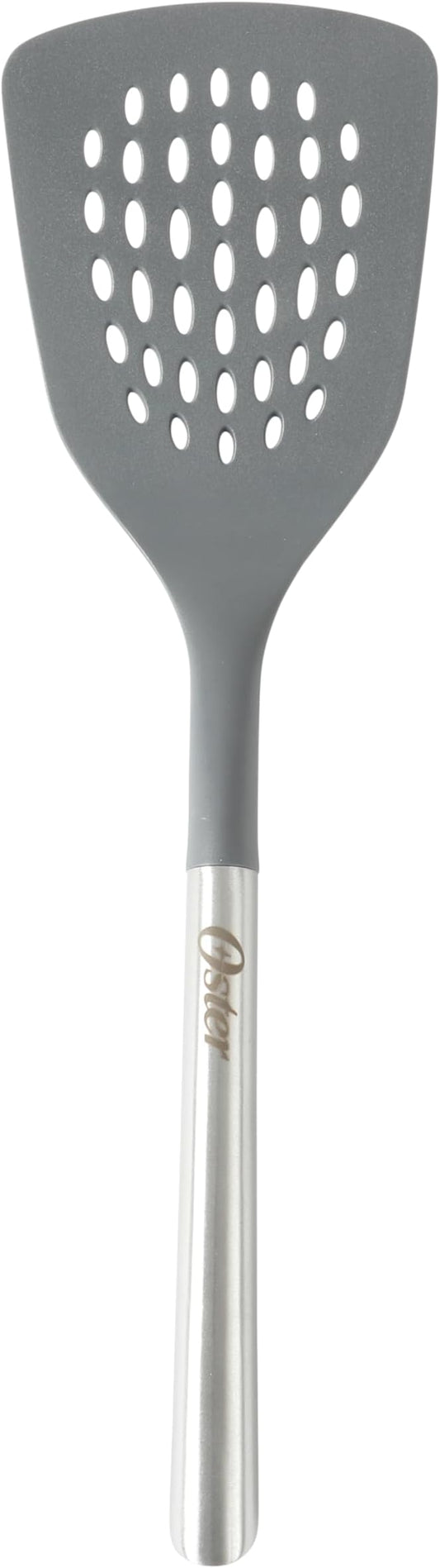 Oster Chadswyck 13” Slotted Turner Spatula, Heat Resistant Silicone Head, Stainless Steel Handle, Safe for Nonstick Cookware, Dishwasher Safe
