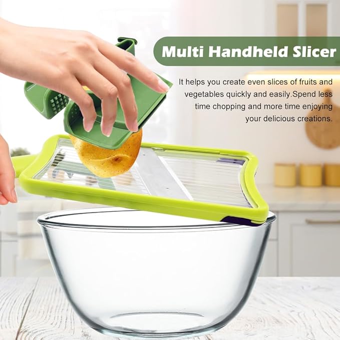 Multi Handheld Mandoline Slicer,Stainless Steel Mandoline Vegetable Slicer,Mandolines Food Slicer Comfort Grip,Easy to Clean,for Speedy Slicing of Fruits and Vegetables