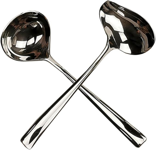 2 Pieces Stainless Steel Small Ladle, Gravy Ladle, 7.3” Sauce Drizzle Spoon with Spout, Small Sauce Spoon for Gravies and Dressings, Silver