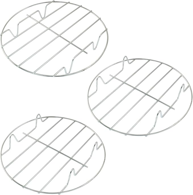 3 Pcs Air Fryer Rack Set, 20cm/7.87 Inch Multi-Purpose Stainless Steel Cooking Steaming Cooling Racks with Stand Holder for Air Fryer, Pressure Cooker, and Cooker Canning