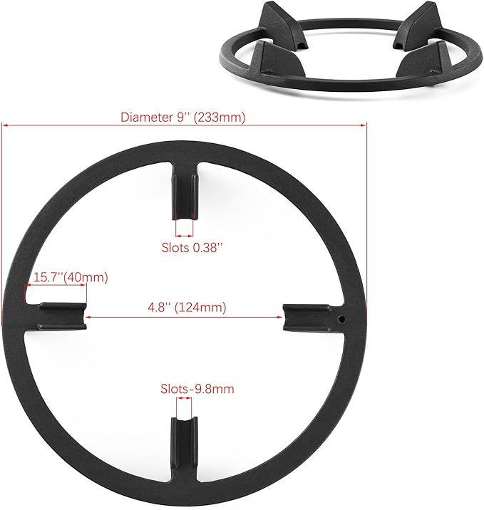 Wok Ring, Replacement Parts Cast Iron Wok Support Ring for Gas Stove Burner Grate Samsung, GE, Kitchenaid, LG, Whirlpool, Frigidaire, Kenmore Etc Gas Stove Stand Rack Accessories