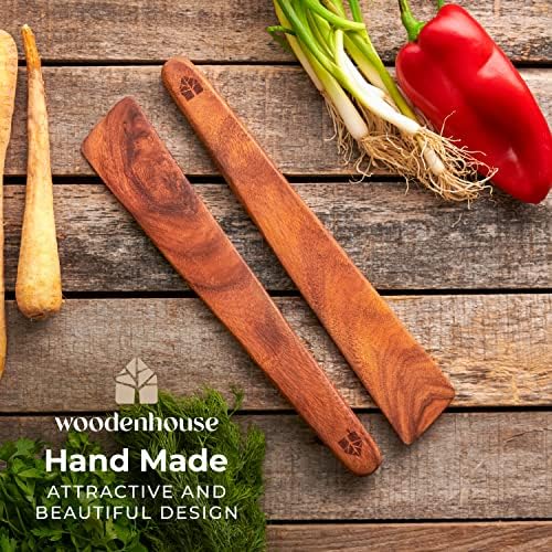 Wooden Spatula for Cooking, Flat Teak 12" Turner, Sturdy & Easy to Clean