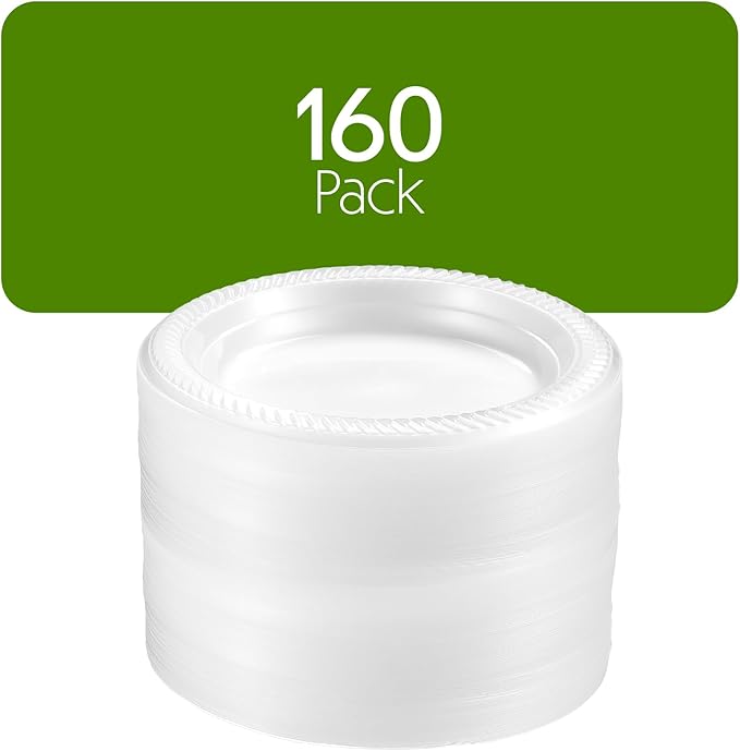 PLASTICPRO 160 Pack Clear Plastic Plates 6 Inch Bulk Pack Durable Disposable Plastic Dinner Plates for Parties Events BBQ