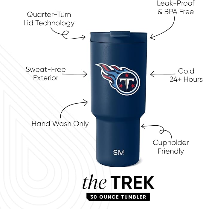 Simple Modern Officially Licensed NFL 30oz Tumbler with Flip Lid and Straws | Football Insulated Stainless Steel Cup | Gifts for Men Women | Trek Collection