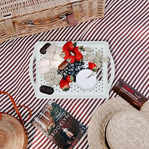 ECOIOU Non Slip Food Serving Tray with Handles, White