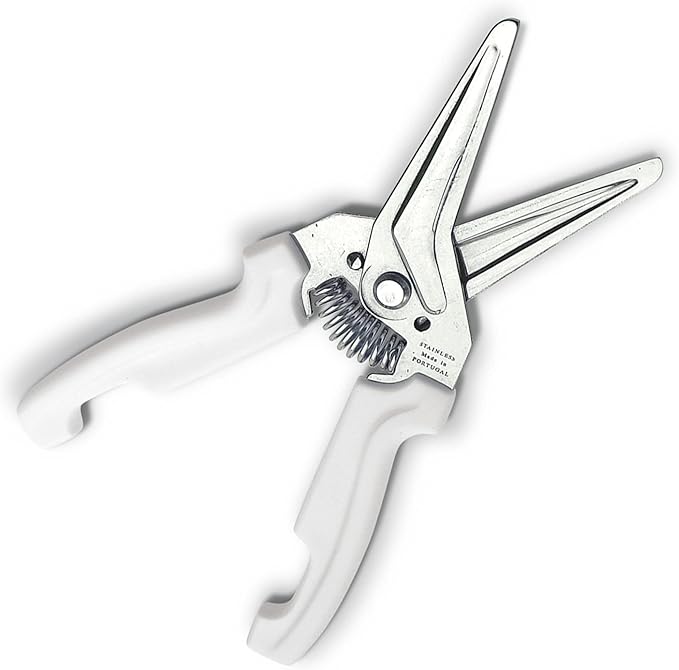 JERO Spring Assisted Stainless Steel Kitchen Shears with Holder - Perfect For Herbs, Floral Trimming and Kitchen Use - Made In Portgual - Make Cutting Easier For Weak Or Tired Hands