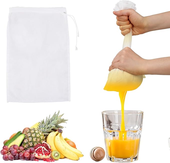 6Pack Nut Bag Strainer 8 x 6 Inch Cheesecloth Bags for Straining Nylon Cheese Cloth Bags Reusable Nut Milk Bag 200 Mesh Fine Mesh Bag for Straining Fruit Juice Cheese Coffee Tofu Yogurt Tea