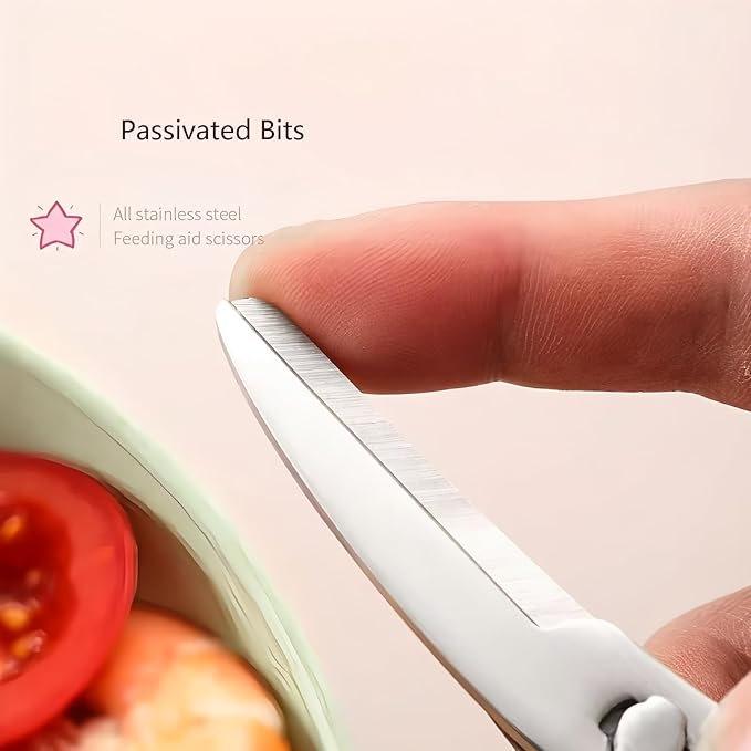Baby Food Scissors Kitchen Shears, Stainless Steel Kitchen Scissors for Cutting Food, Noodles, Meat, Chicken, Veggies and Fruits
