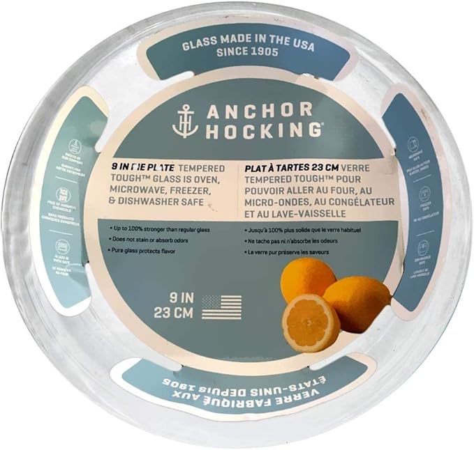 Anchor Hocking 81214L11 Oven Basics Deep Pie Dish, 9.5", Clear