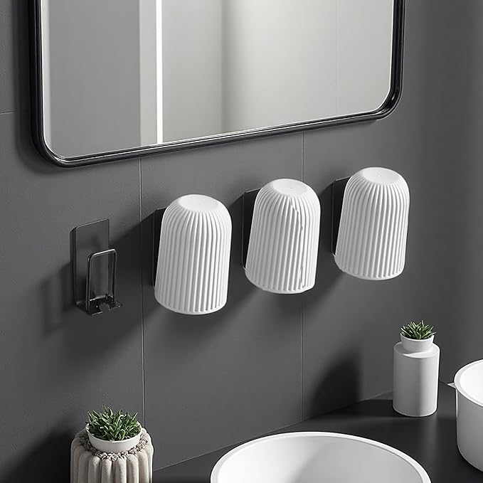 4PCS Mug Hooks Wall-Mounted Mug Holder, Coffee Cups Holder Hanger no Drilling,Toothbrush and Cup Organizer,Storage Hooks for Kitchen, Living Room, Office(Black-1cup)