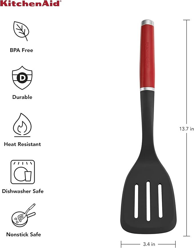 KitchenAid Classic Nylon Slotted Turner, 13.66-Inch, Empire Red