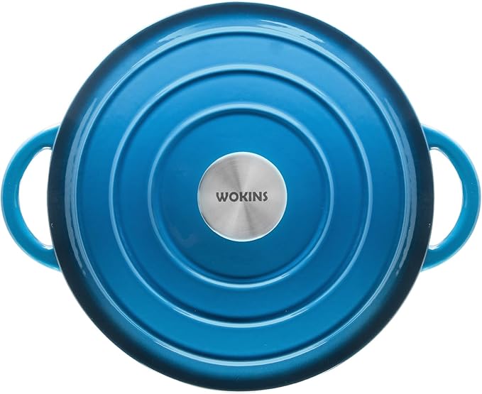 4QT Enameled Cast Iron Dutch Oven Pot with Lid,Heavy-Duty Cookware for Sourdough Bread Baking,Braising,Stews,Roasting,Oven Safe up to 500°F,blue