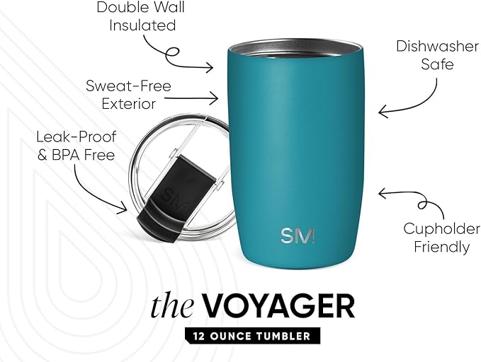 Simple Modern Voyager Tumbler with Flip Lid | Travel Coffee Mug | Insulated Stainless Steel Cold Brew Iced or Hot Coffee Cup | Gifts for Women Men Her Him | 12oz, Maui