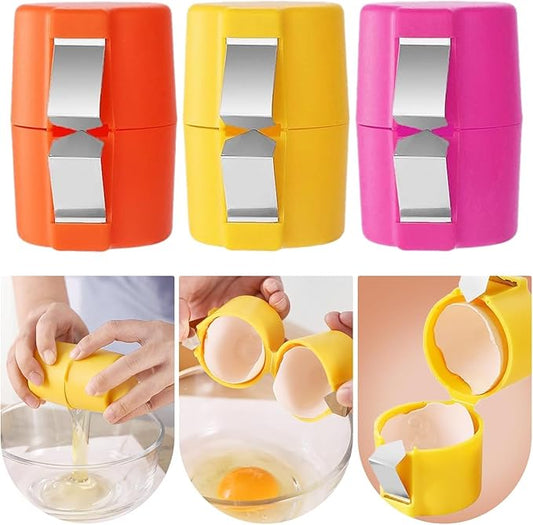 3Pcs Egg Shell Cracker Breaker Opener Peeler Remover Separator for Hard Boiled Raw Eggs,For Kitchen Hard Boiled Egg Peeler Cracking Appliance Tool Egg Shell Opener, Set of 3, Orange, Yellow, Pink