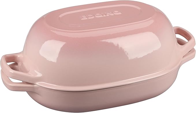 Enameled Cast Iron Oval Dutch Oven Pot with Lid, Dutch Oven for Sourdough Bread Baking, Bread Oven, Bread Dutch Oven, Oval Bread Pan, 7qt, Pink