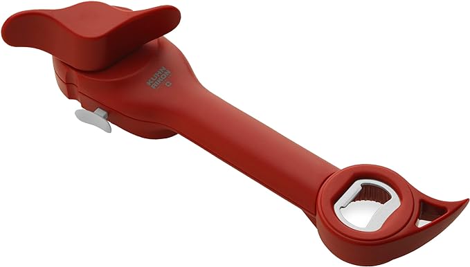 Kuhn Rikon Auto Safety Master Opener for Cans, Bottles and Jars, 9 x 2.75 inches, Red
