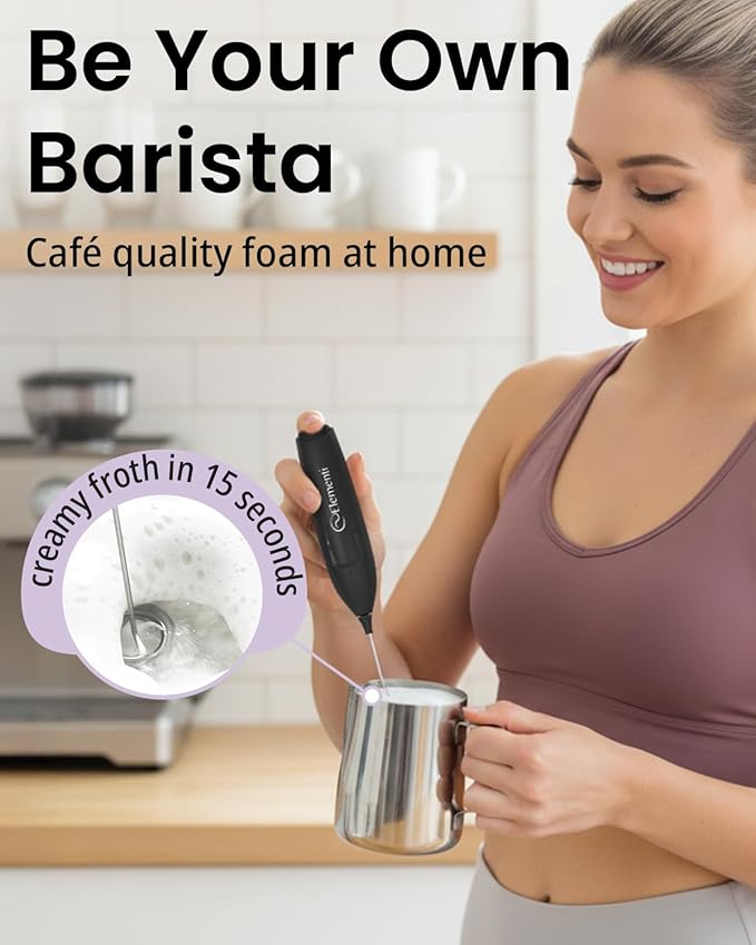 Elementi Powerful Frother Wand – Lightweight Milk Frother & Drink Mixer Handheld, Matcha Whisk for Dreamy Lattes, Powerful Coffee Mixer Wand & Stirrer - Make Creamy Cappuccinos at Home (Orange)