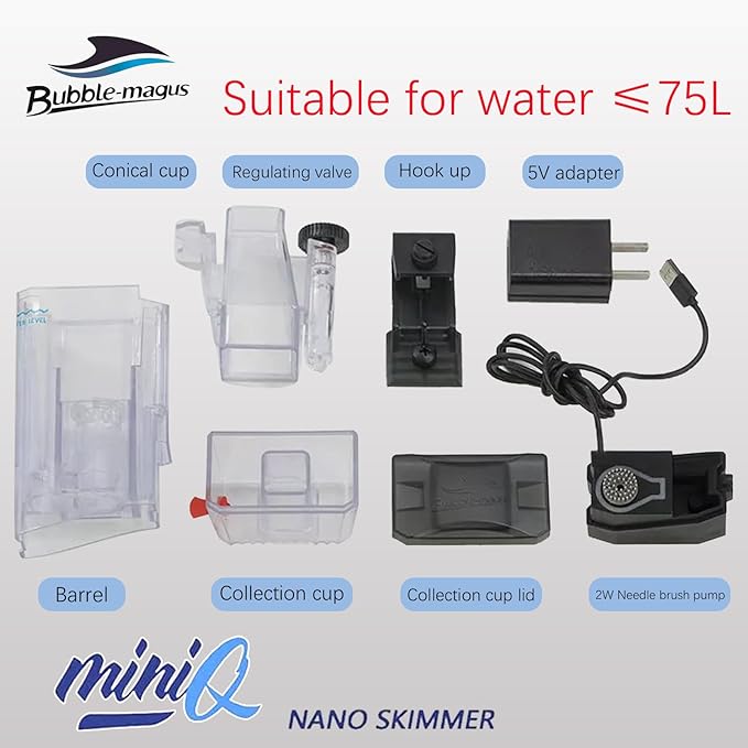 Bubble Magus MiniQ Internal Nano Protein Skimmer for Marine Saltwater Aquarium Up to 20 gallons