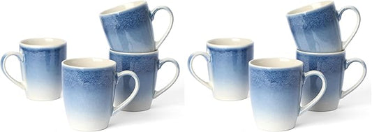 famiware Coffee Mugs Set, 13 oz Mug Set of 4, Stoneware Cups for Latte, Hot Tea, Mocha, Cocoa, Cappuccino, Microwave and Dishwasher Safe, Glacier Series, Azure Blue (Pack of 2)