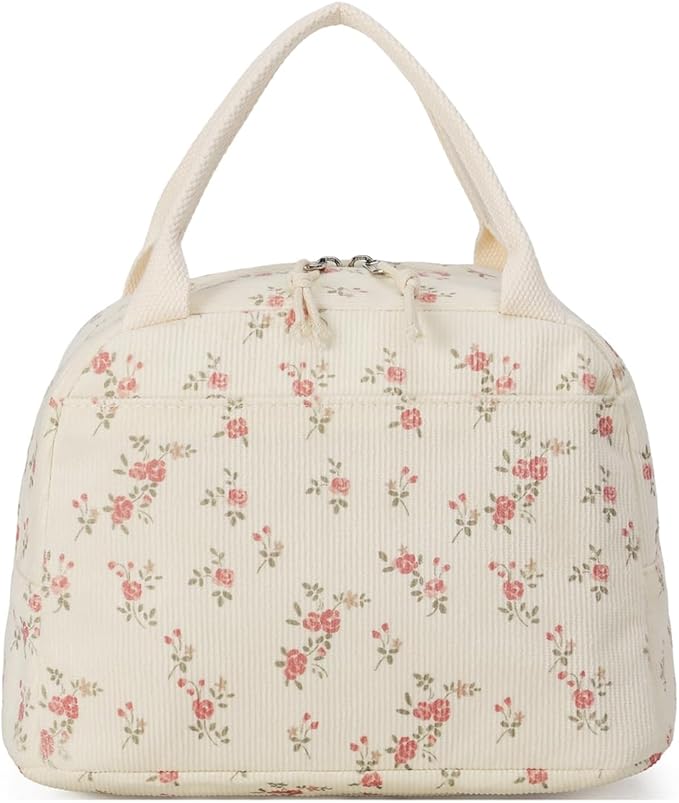 Bluboon Lunch Bag for Women Men Cute Corduroy Lunch Tote Bags Reusable Insulated Lunch Box Large Capacity Reusable Insulated Cooler for Work Picnic or Travel