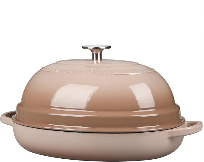 Enameled Oval Cast Iron Dutch Oven Pot with Lid, Bread Dutch Oven for Sourdough Bread Baking, Dutch Oven Bread, Bread Oven, 6QT, Mocha
