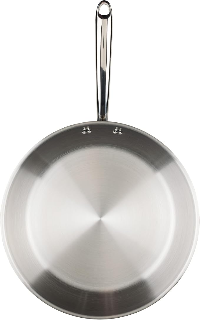 Rachael Ray Professional Stainless Steel Frying Pan/Skillet, Compatible with All Cooktops, Induction Ready, Dishwasher Safe, 12.5 Inch Open Fry Pan - Stainless Steel