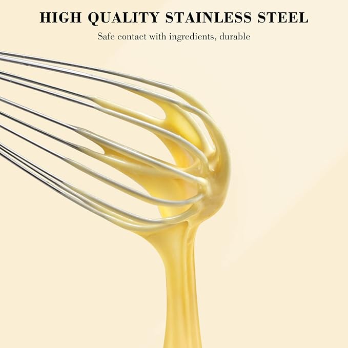 NileHome Stainless Steel Whisk 10" Kitchen Whisk Wisking Tool Kitchen Wisk Wire Whisks for Cooking, Whisking, Blending, Beating, Stirring