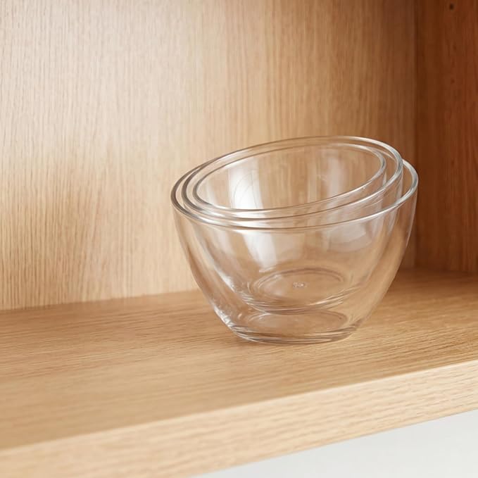 Lyellfe 3 Pack Angled Plastic Bowls, Clear Salad Serving Bowl, Thick Acrylic Candy Bowls for Parties in Assorted Sizes, Snack Bowl for Pasta, Candy, Chips, Fruit, Prep