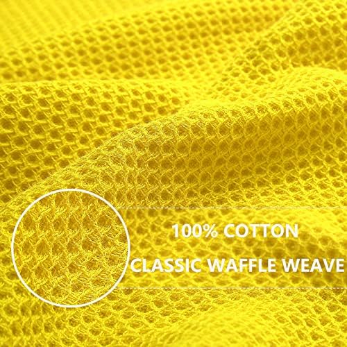Homaxy 100% Cotton Waffle Weave Kitchen Dish Cloths 12-Pack, Yellow