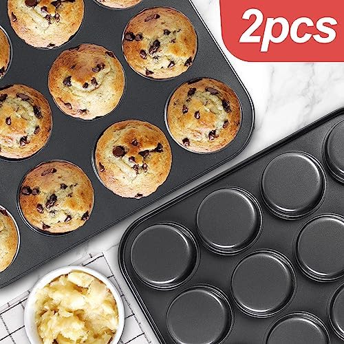 Yomvzake Muffin Top Pan 2 Pack Baking Pans Whoopie Pie Pan, Nonstick 3 Inch Yorkshire Pudding Pan for Pansuffin, Moon Pie, Cookies, Small Hamburger Bun