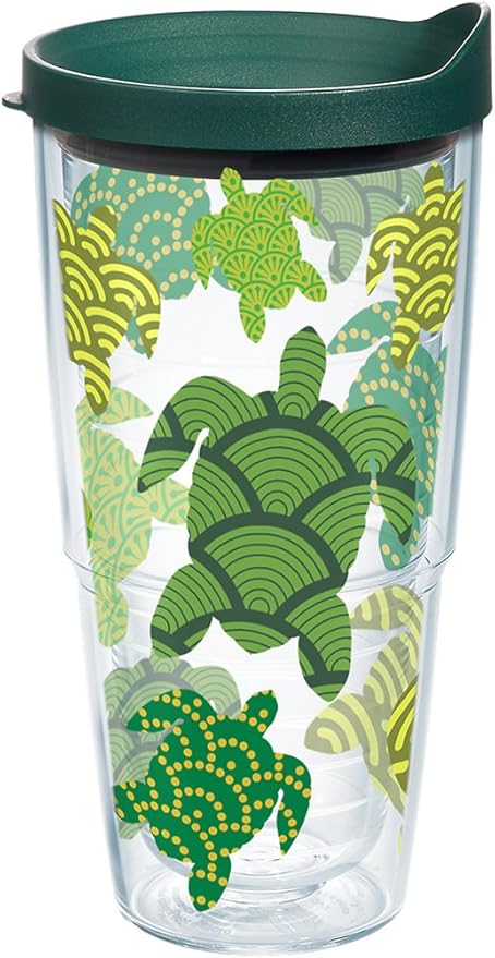 Tervis Turtle Pattern Made in USA Double Walled Insulated Tumbler Cup Keeps Drinks Cold & Hot, 24oz, Classic