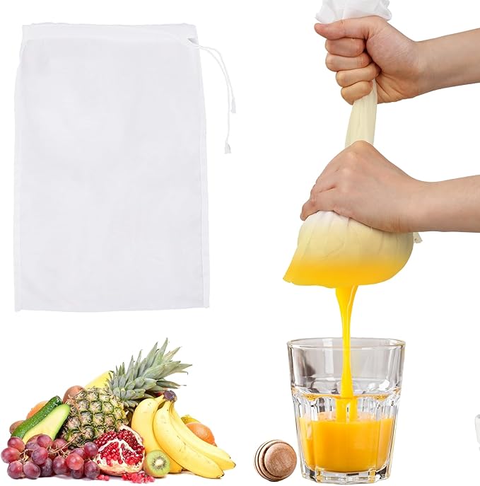 6Pack Nut Bag Strainer 14 x 10 Inch Cheesecloth Bags for Straining Nylon Cheese Cloth Bags Reusable Nut Milk Bag 200 Mesh Fine Mesh Bag for Straining Fruit Juice Cheese Coffee Tofu Yogurt Tea