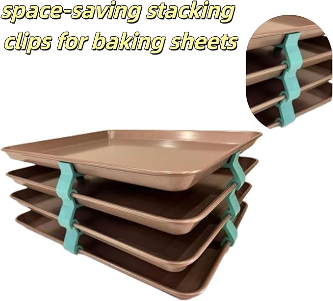 20 Piece Reusable Baking Tray Stacker, Space Saving Fixed Cookie Tray Stacker, Cookie Tray Baking Tray for Kitchen Baking (Blue)