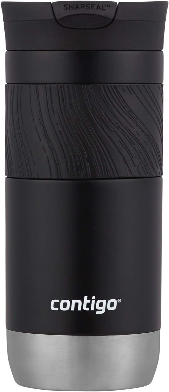 Contigo Byron Vacuum-Insulated Stainless Steel Travel Mug with Leak-Proof Lid Reusable Coffee Mug or Water Bottle BPA-Free 16oz Licorice Keeps Beverages Hot for 6 Hours or Cold for 12 Hours