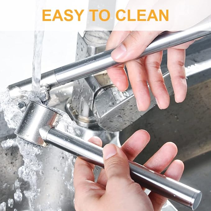 Garlic Press Garlic Mincer & Crusher Stainless Steel Garlic Press Set for Kitchen with Brush & Peeler, Kitchen for Garlic, Garlic Presser Easy to Clean Easy Squeeze Rust Proof (Small A - Set)