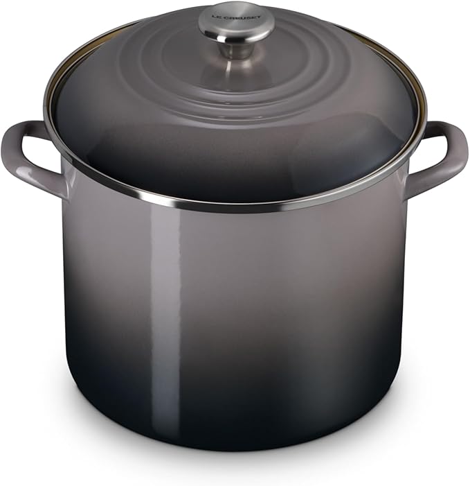 Le Creuset Enamel on Steel Traditional Stockpot, 12 qt., Oyster with Stainless Steel Knob
