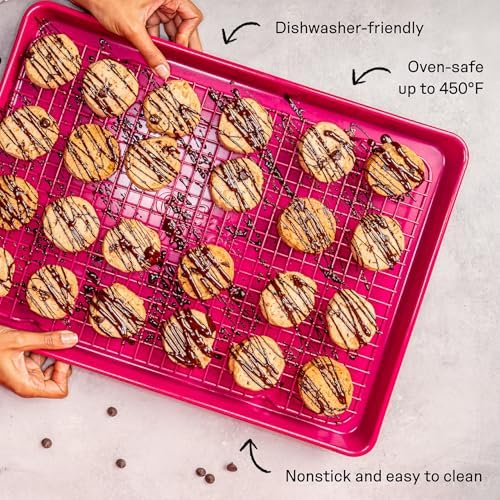 Great Jones Non Stick Wire Cooling Rack (Raspberry) – Fits Half Sheet